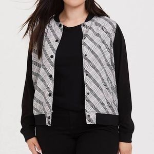 Torrid 00X Bomber Jacket Grey/Pink plaid